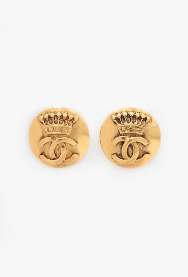 Chanel 1996 Crown 'CC' Clip Earrings - 1