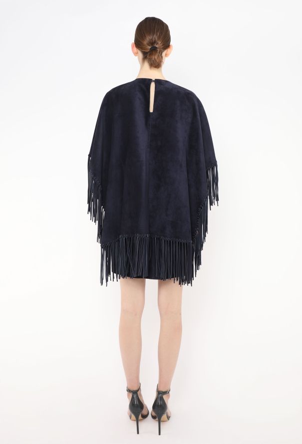 Valentino S/S 2014 Suede Fringe Cape Dress - 6