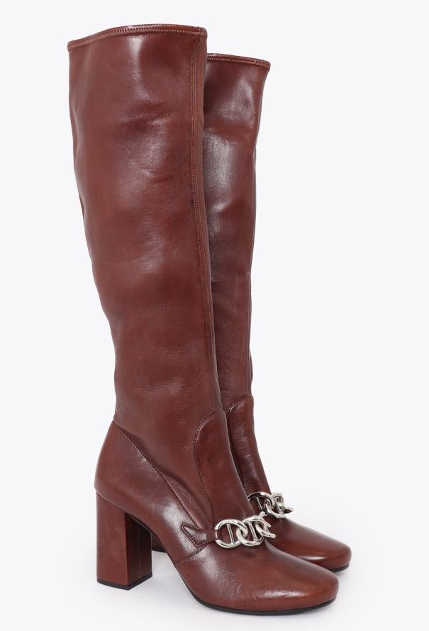 Prada Nappa Leather Chainlink Boots - 2