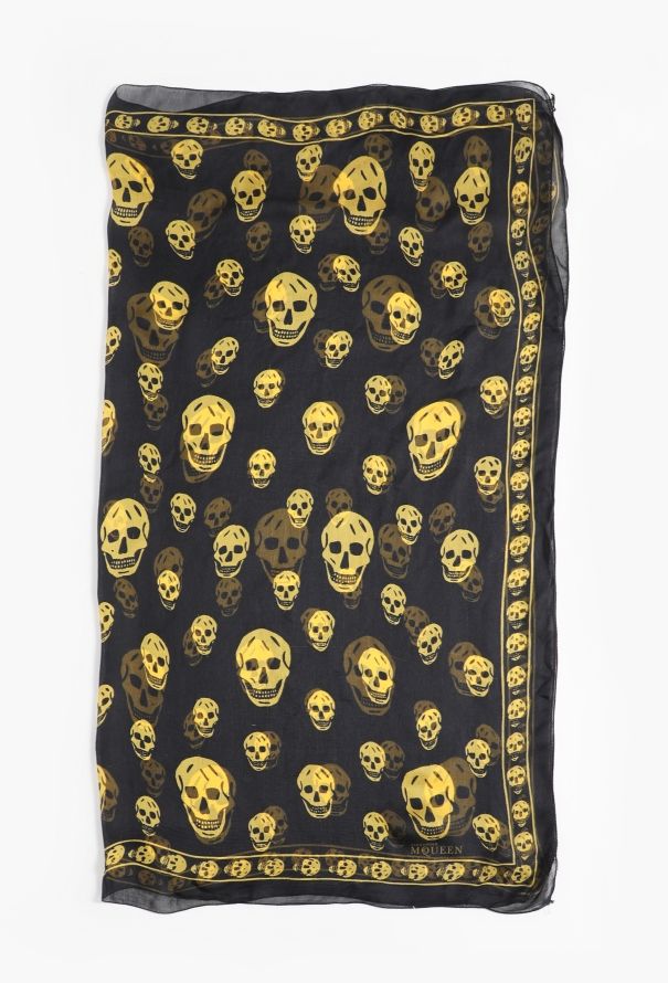 Alexander McQueen Early 2000s Chiffon Skull Scarf - 1