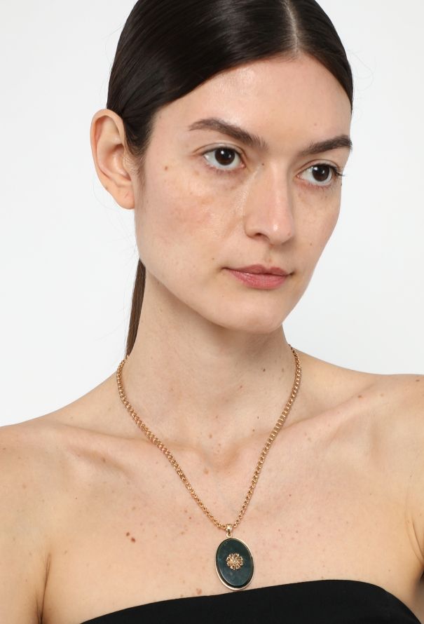 Vintage Fine Jewelry Antique 18k Yellow Gold & Jaspe Sanguin Floral Necklace - 2