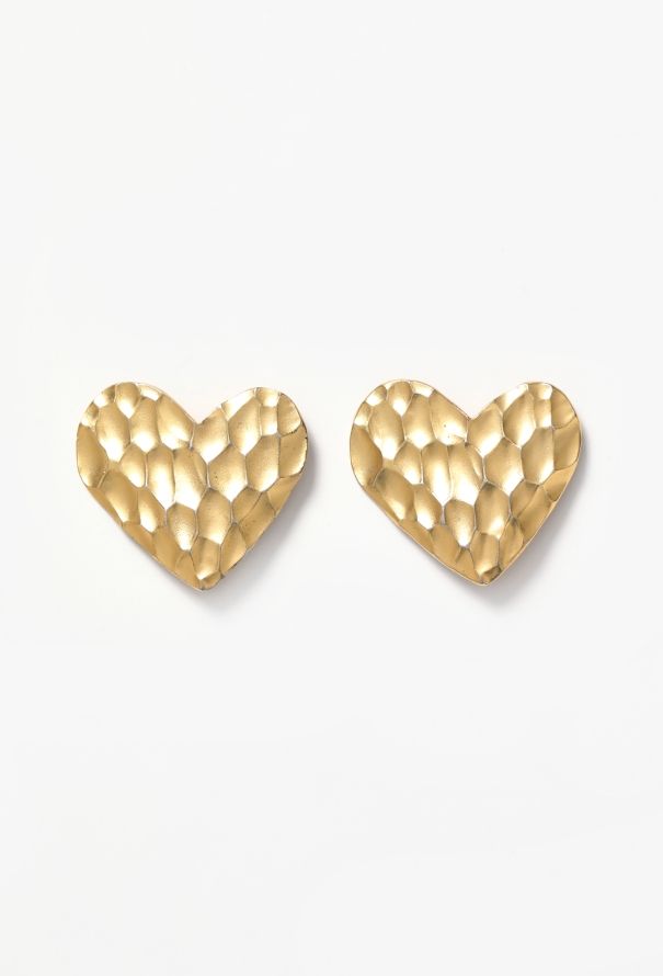 Saint Laurent Early '90s Goossens' Hammered Clip Earrings - 1