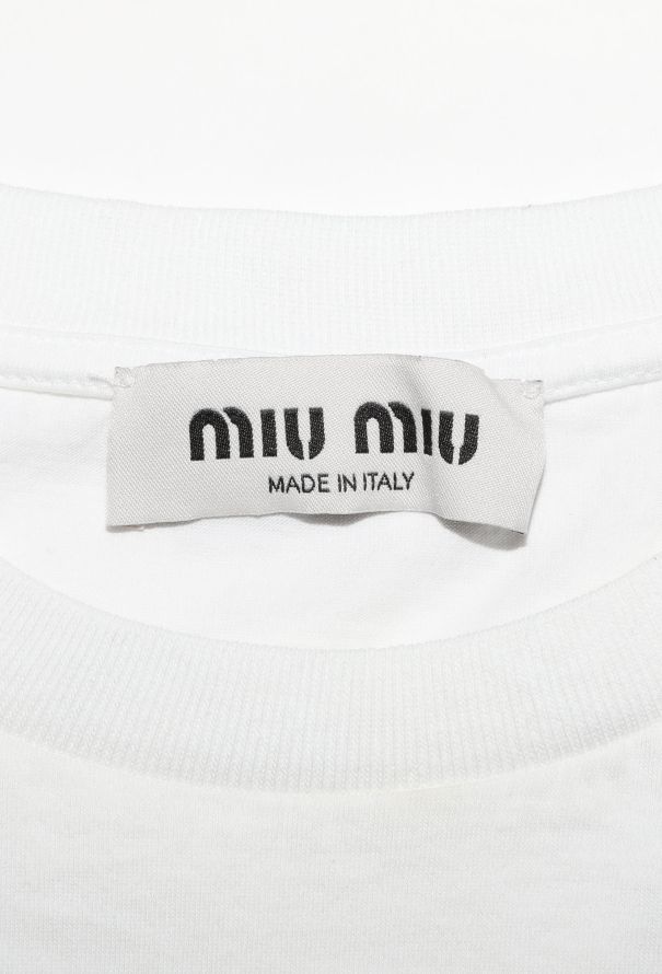 Miu Miu 2023 Cropped Emblem T-Shirt - 5