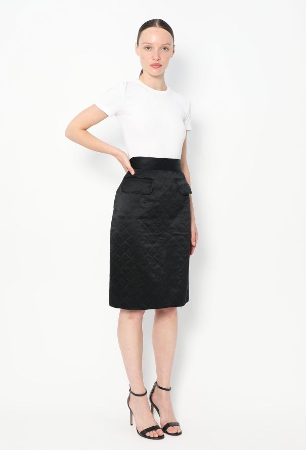 Chanel Vintage Quilted Silk Skirt - 4