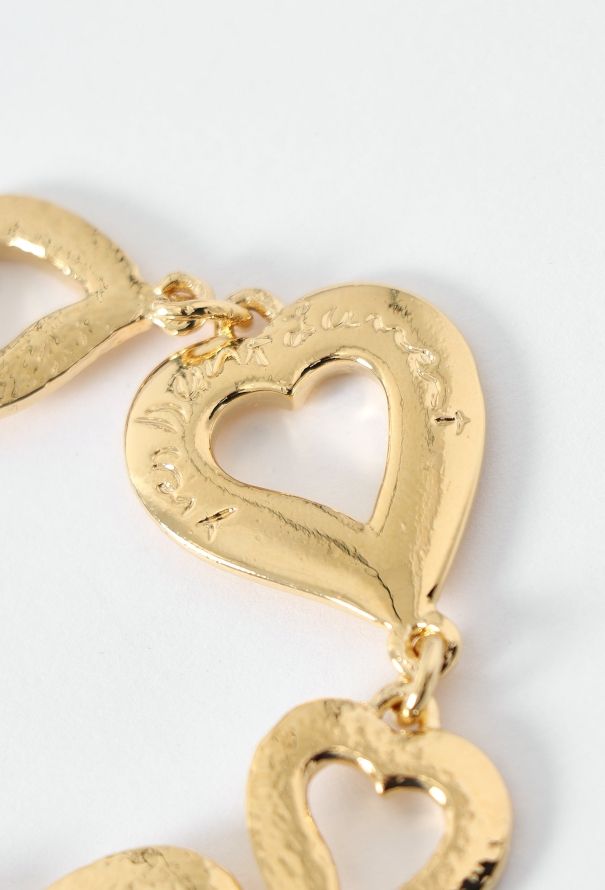 Saint Laurent 1993 Engraved Heart Charm Bracelet - 3