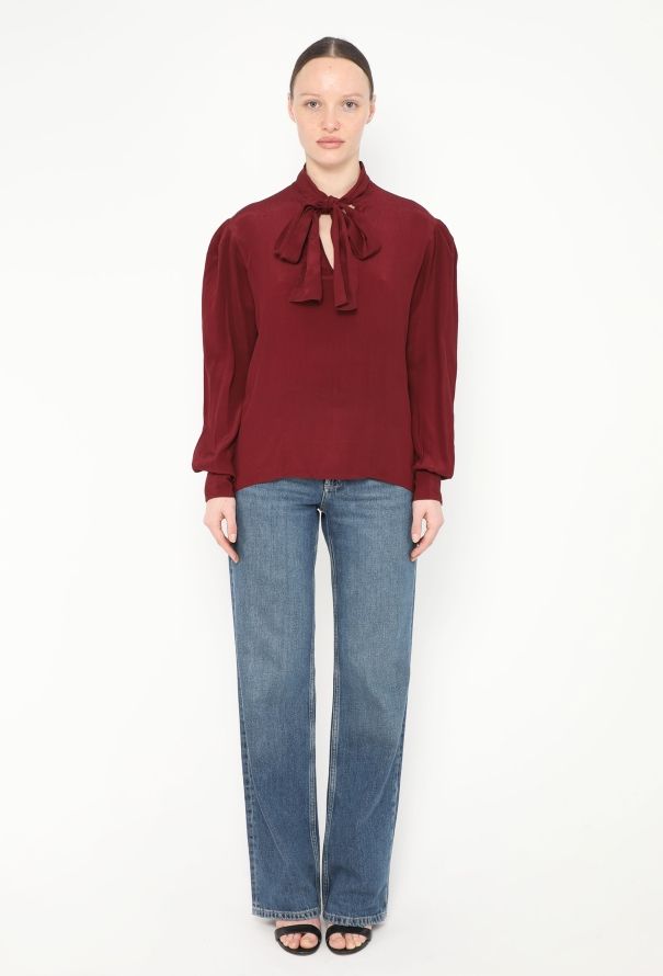 Saint Laurent Vintage Silk Lavallière Blouse - 2