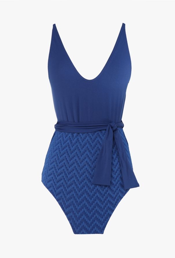 Eres Chevron Belted Swimsuit - 1