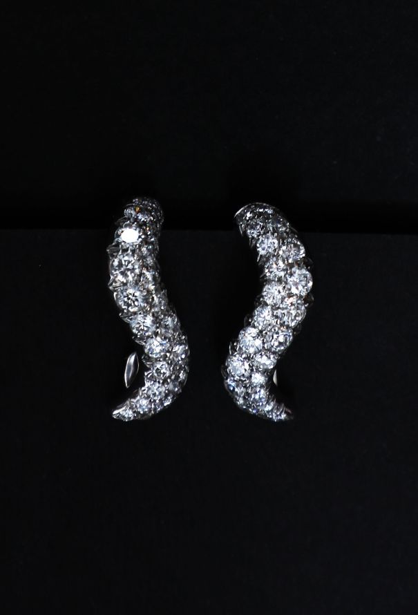 Vintage Fine Jewelry Mathon 18K Gold and Diamond Clip Earrings - 1