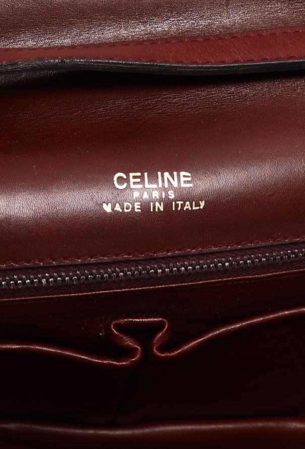 Céline Vintage Calèche Bag Burgundy - 11
