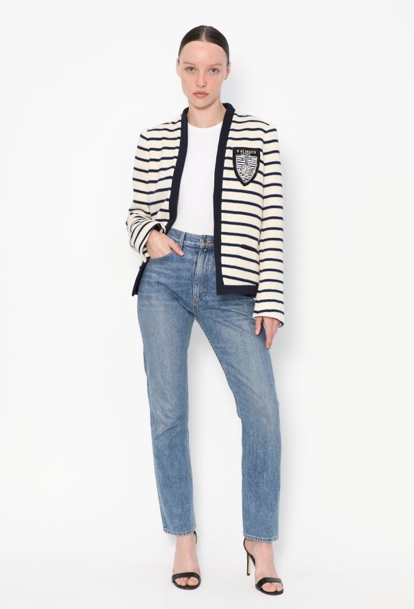 Balmain 2021 Marinière Collegiate Jacket - 3