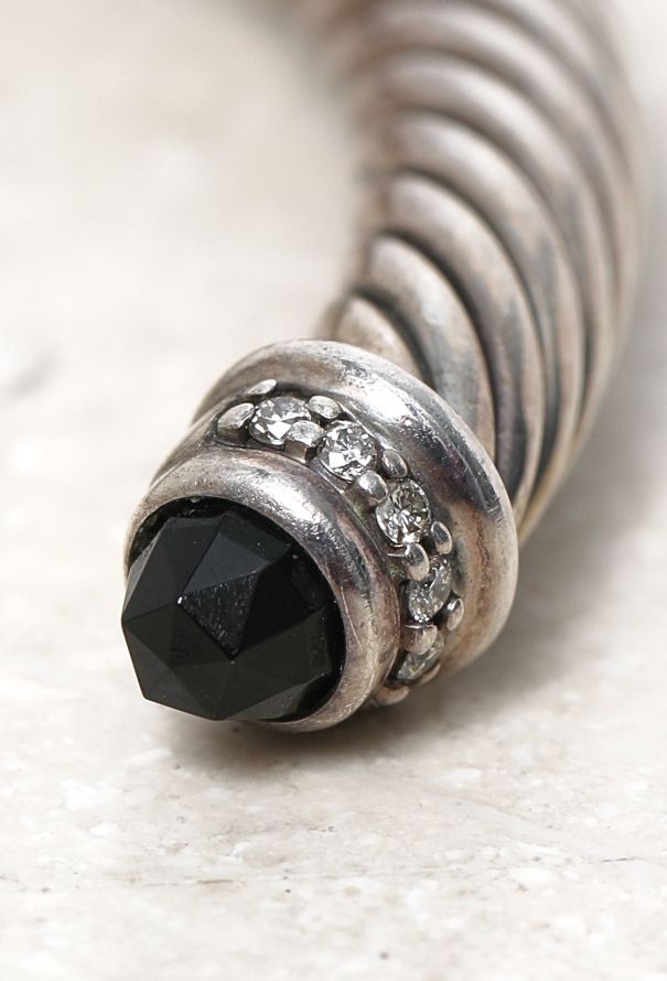 Vintage Fine Jewelry David Yurman Silver, Diamond & Onyx Bangle - 6