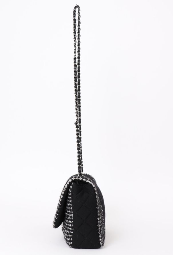 Chanel Houndstooth Tweed & Jersey Flap Bag - 5