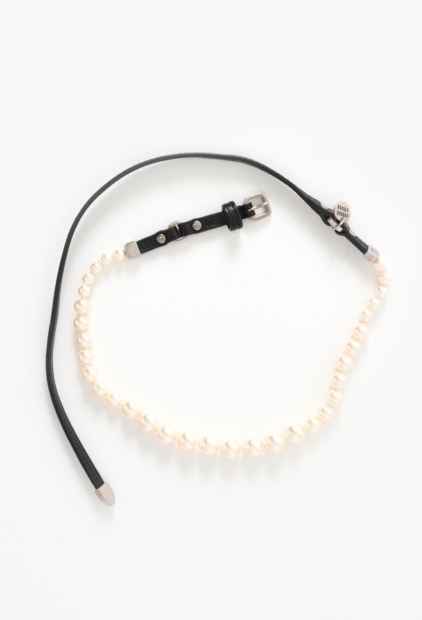 Miu Miu F/W 2024 Leather Pearl Necklace - 3