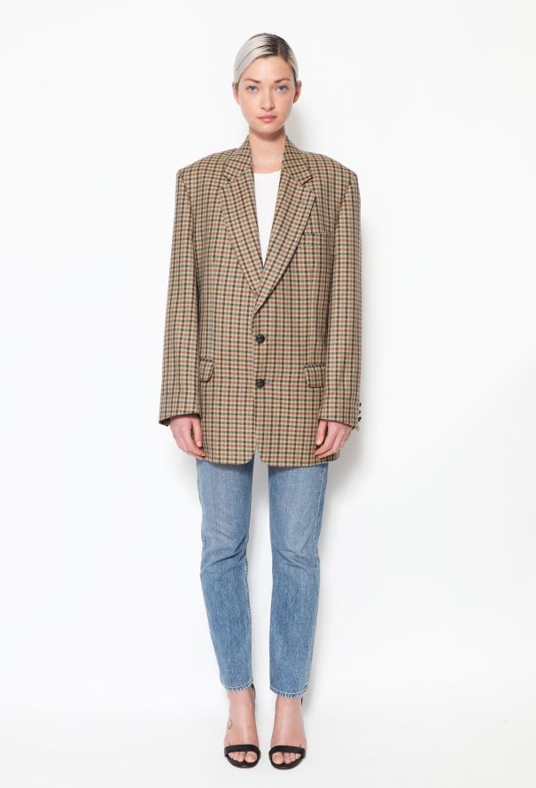 Checkered Wool Twill Blazer - 3