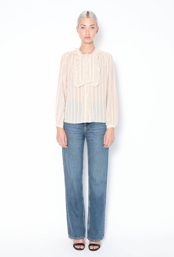 Saint Laurent Vintage Striped Lavallière Blouse - 4