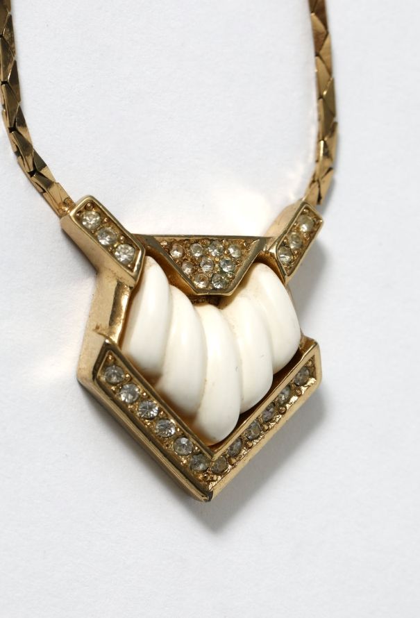 Dior '80s Strass Chevron Necklace & Earring Set - 4