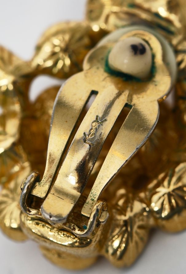 Saint Laurent '90s Strass Embellished Clip Earrings - 5