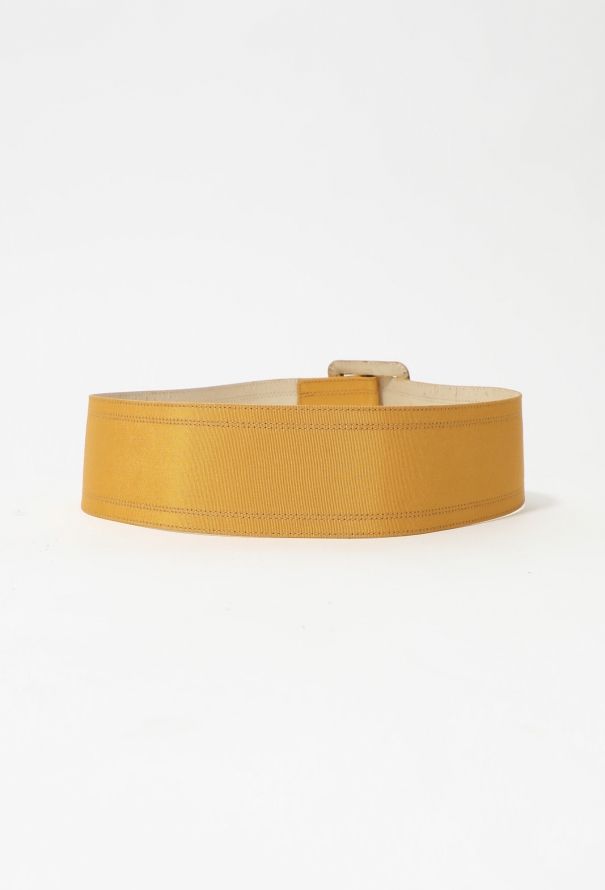 Saint Laurent S/S 1987 Yellow Twill Buckle Belt - 3