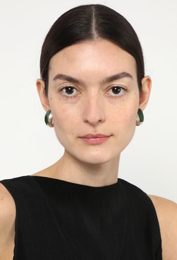 Vintage Fine Jewelry Puiforcat 18k Yellow Gold, Silver & Jade Clip Earrings - 4