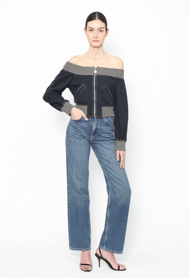 Jean Paul Gaultier 1993 Ribbed Off-Shoulder Jacket - 1