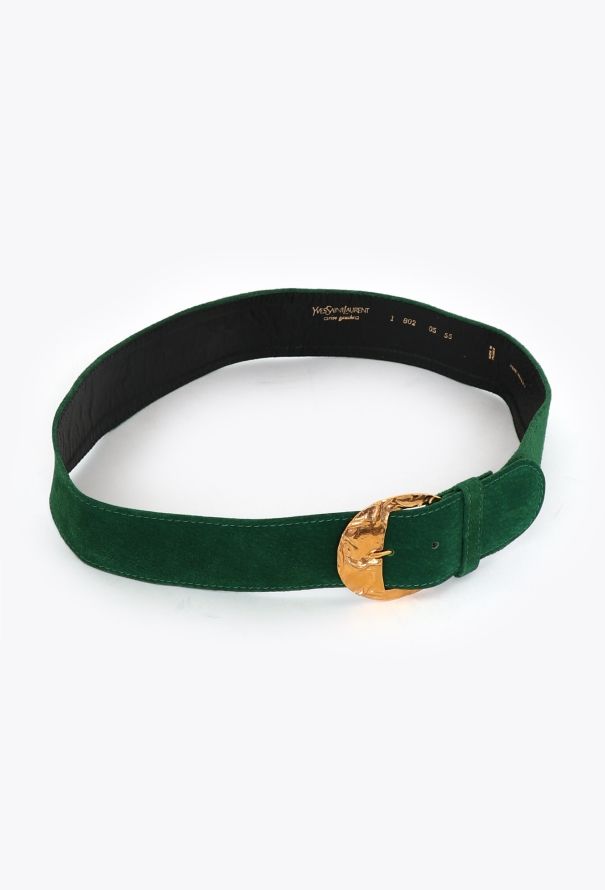 Saint Laurent Vintage Metallic Suede Belt - 3