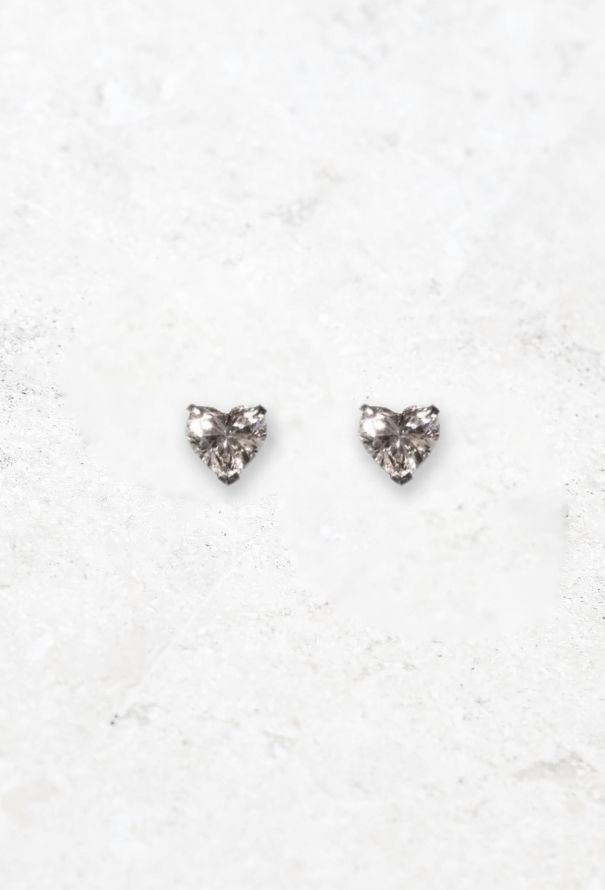 Vintage Fine Jewelry 18k Gold & Heart-Shaped Diamond Studs - 1