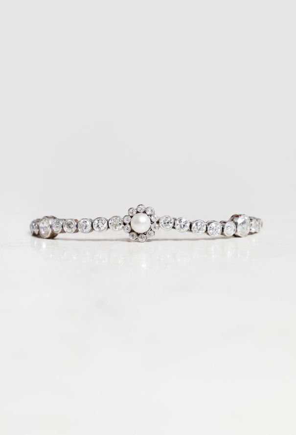 Vintage Fine Jewelry Art Déco Platinum, Pearl and Diamond Bracelet - 1