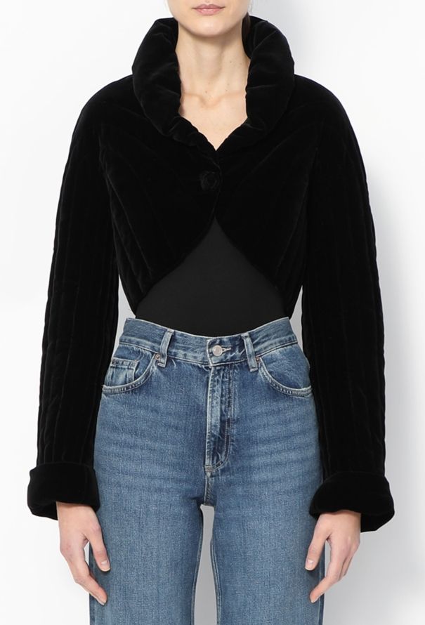 Thierry Mugler 2000 Ribbed Velvet Bolero - 1