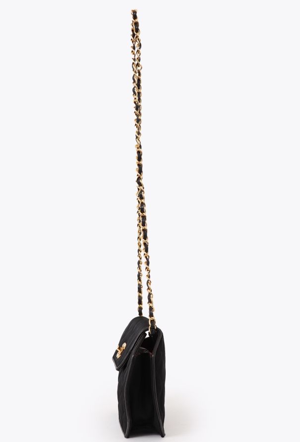 Chanel '90s Black Satin Octagon Classic Chain Bag - 4