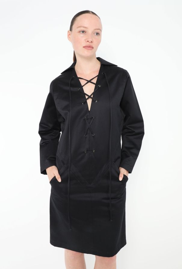 Saint Laurent Rare S/S 1991 Lace-Up Safari Dress - 5