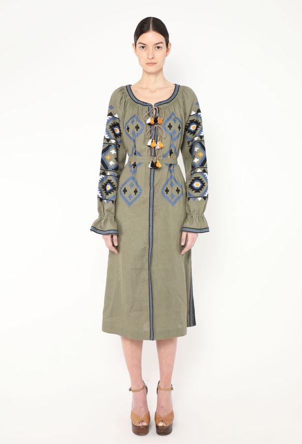 Vita Kin Embroidered Belted Linen Tassel Tunic - 3