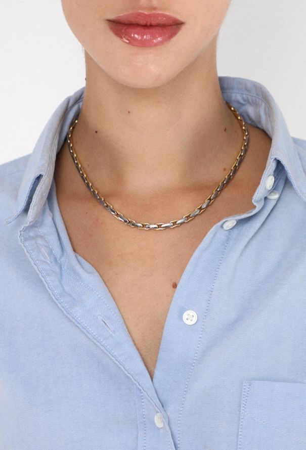 Vintage Fine Jewelry Two-Tone 18K Gold Chain Necklace - 2