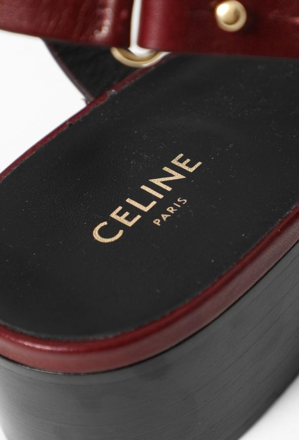 Céline 2023 Leather Triomphe Sandals Burgundy  red - 6