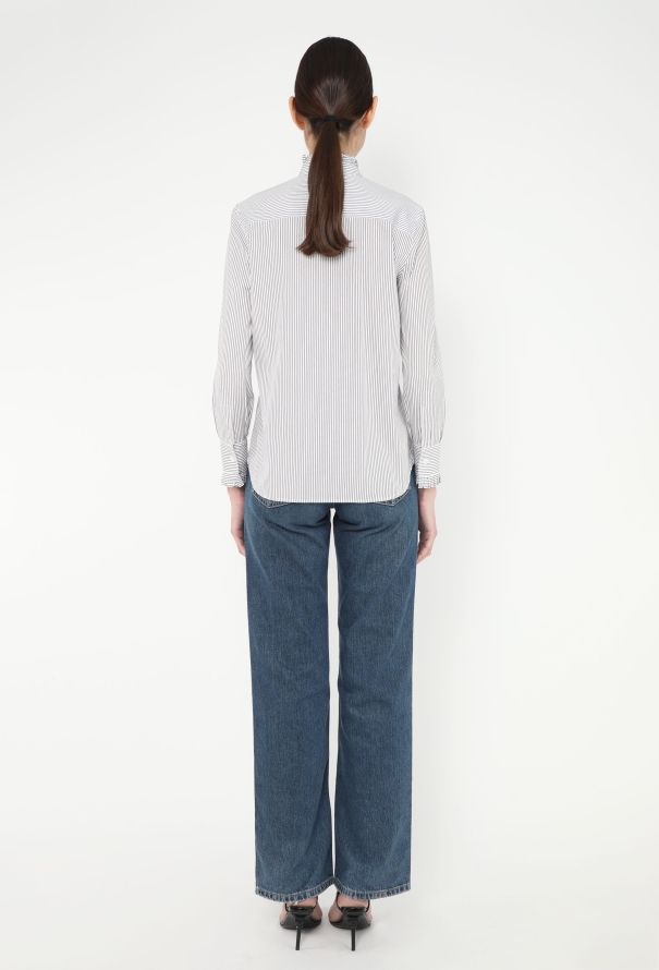 Céline 2019 Ruffled Pinstripe Shirt - 4