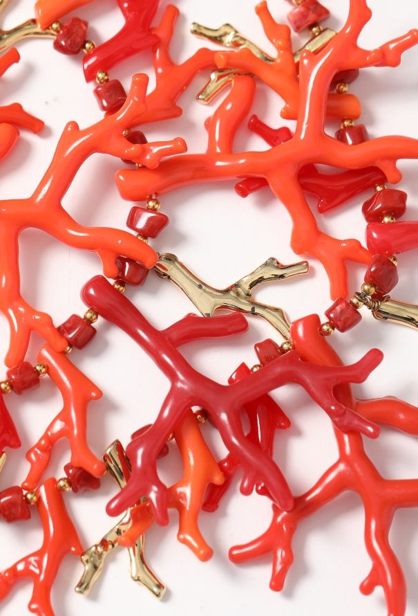 Kenneth Jay Lane Late '80s Coral Resin Bib Necklace - 3