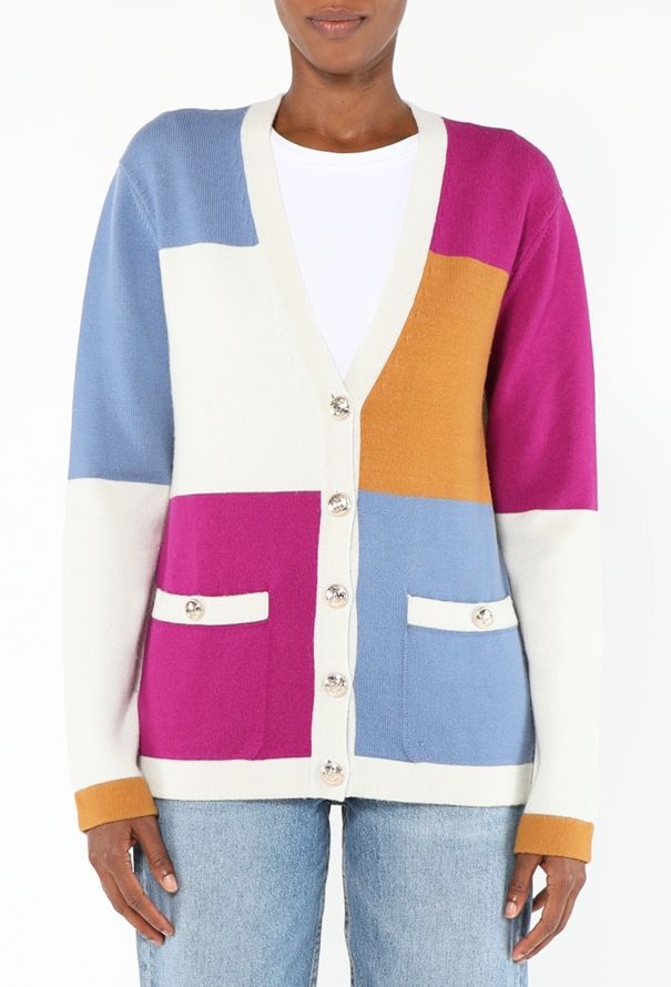 Chanel F/W 2020 Colorblock Cashmere Cardigan - 1