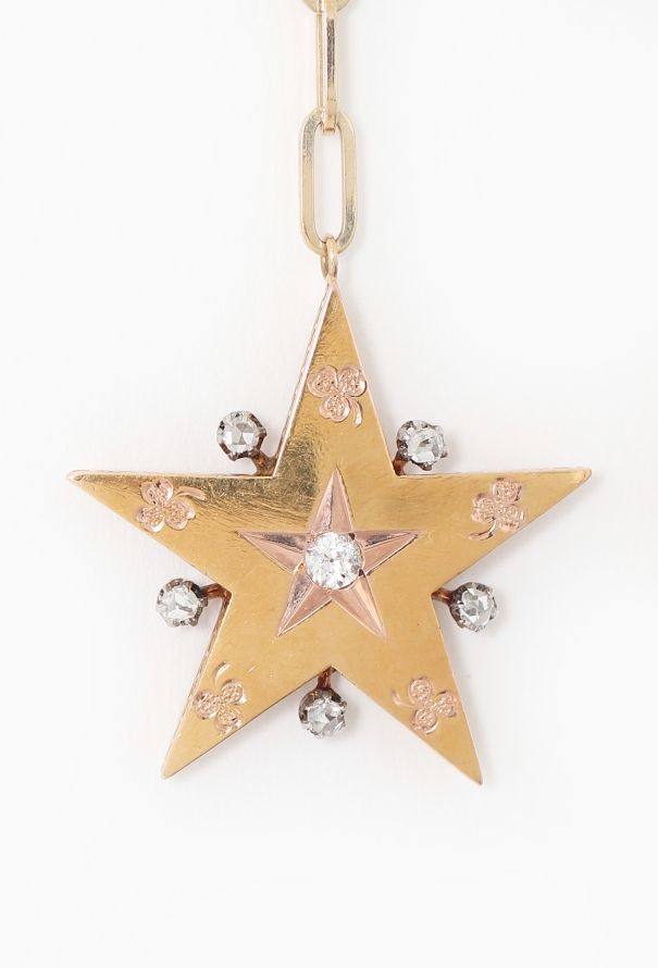 Vintage Fine Jewelry Antique 18k Gold, Silver & Diamond Star & Moon Earrings - 4