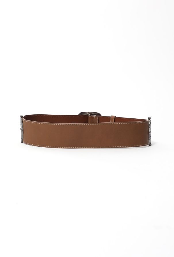Bottega Veneta Engraved Leather Buckle Belt - 4