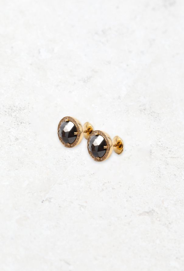 Vintage & Antique 18k Pink Gold & Black Diamond Studs - 2