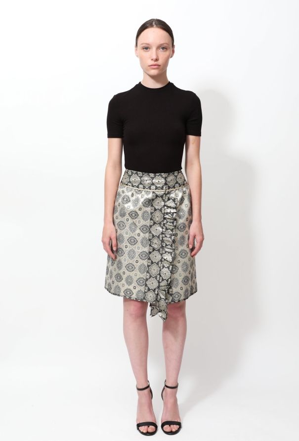 Prada S/S 2002 Ruffled Brocade Skirt - 3