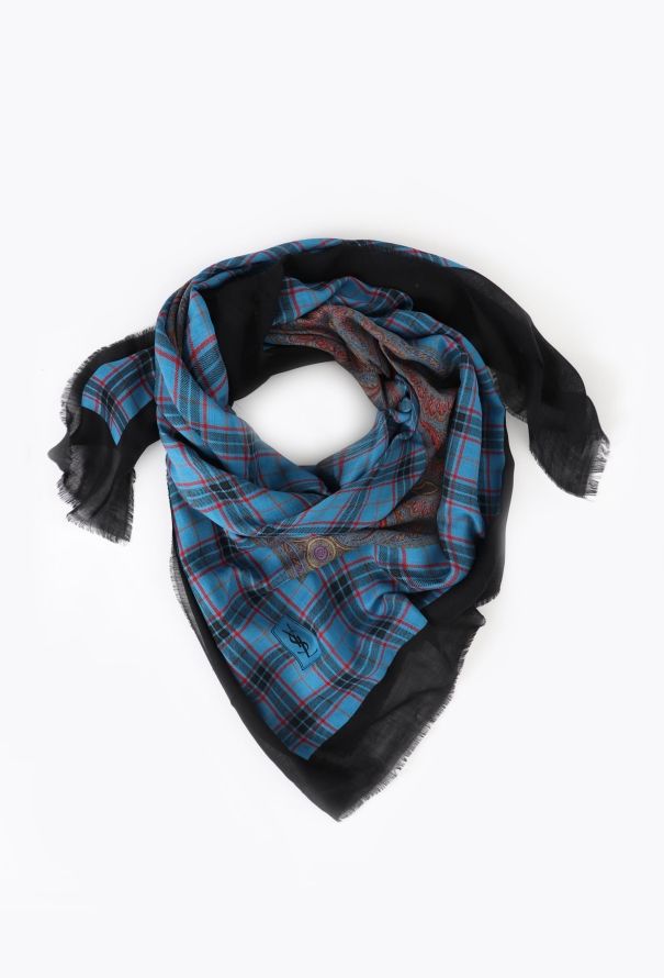 Saint Laurent '70s Paisley Checkered Scarf - 1
