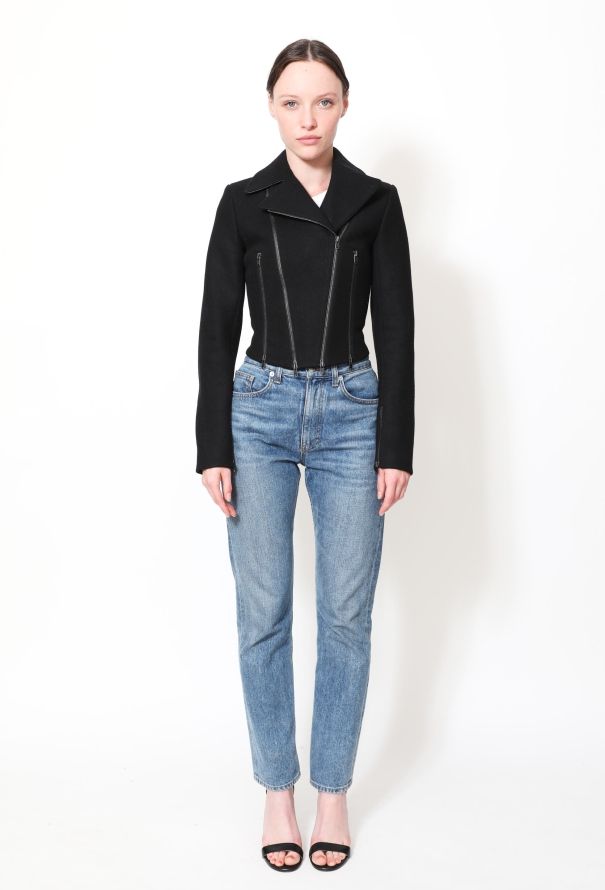 Alaïa Cinched Zip Wool Biker Jacket - 1