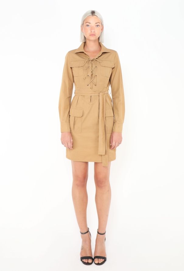 Saint Laurent Belted Gabardine Safari Dress - 2