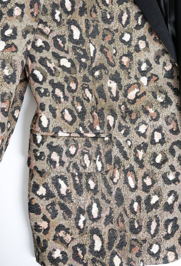 Saint Laurent 2015 Metallic Leopard Print Smoking Blazer - 6