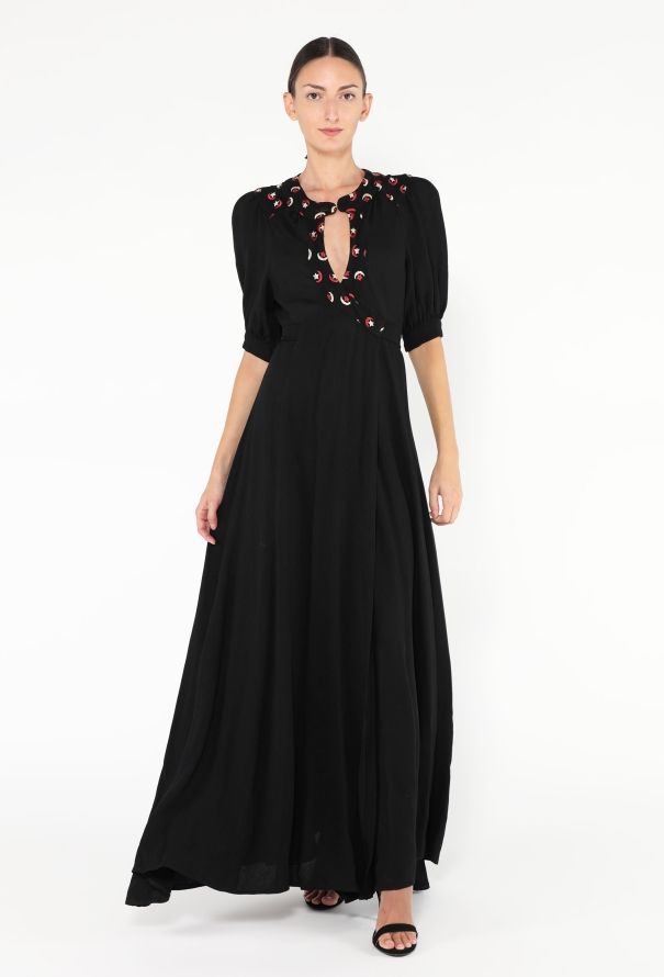 Ossie Clark '70s Embroidered Moss Crêpe Dress - 3