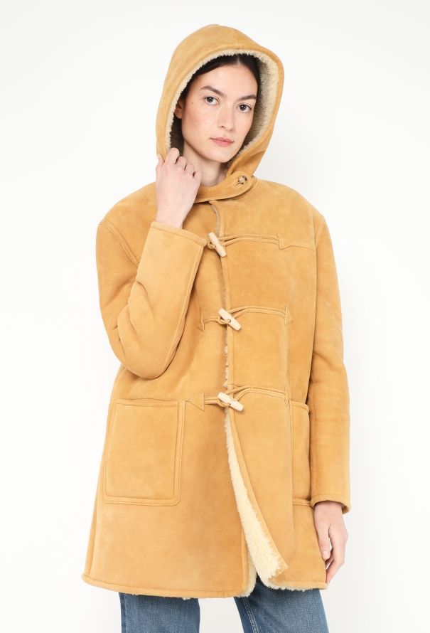 Céline 2019 Hooded Shearling-Lined Toggle Coat - 2