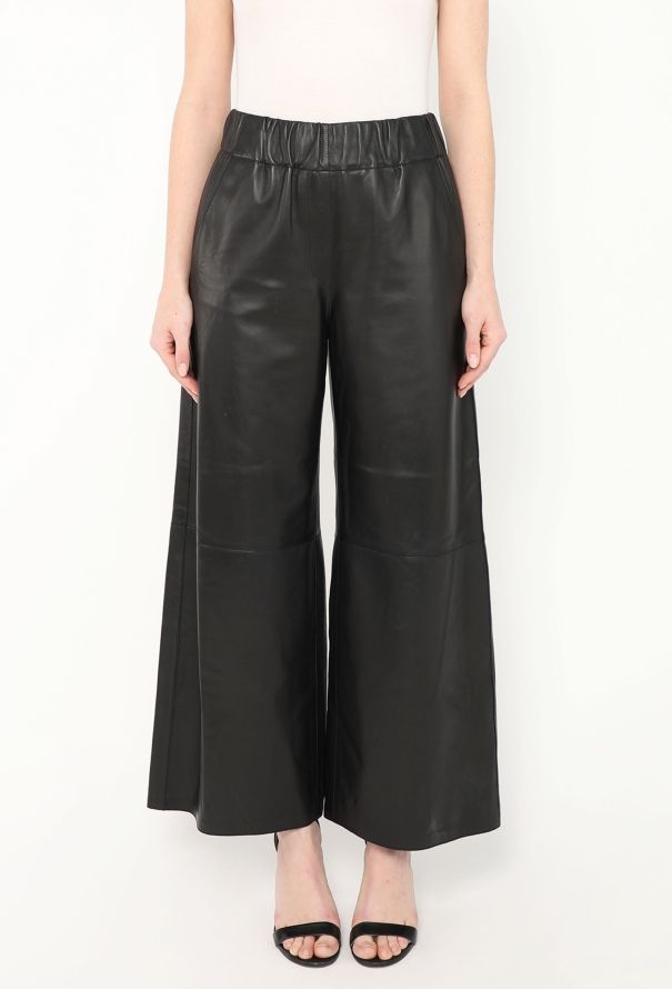 Loewe F/W 2019 Wide-Leg Lambskin Trousers - 3