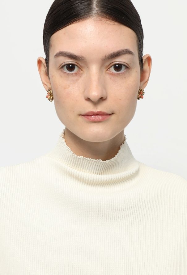 Vintage Fine Jewelry 18k Yellow Gold, Diamond & Coral Earrings - 2