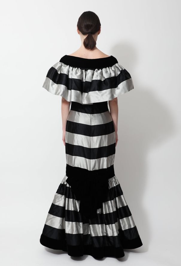 Oscar De La Renta Satin & Velvet Flamenco Gown - 4