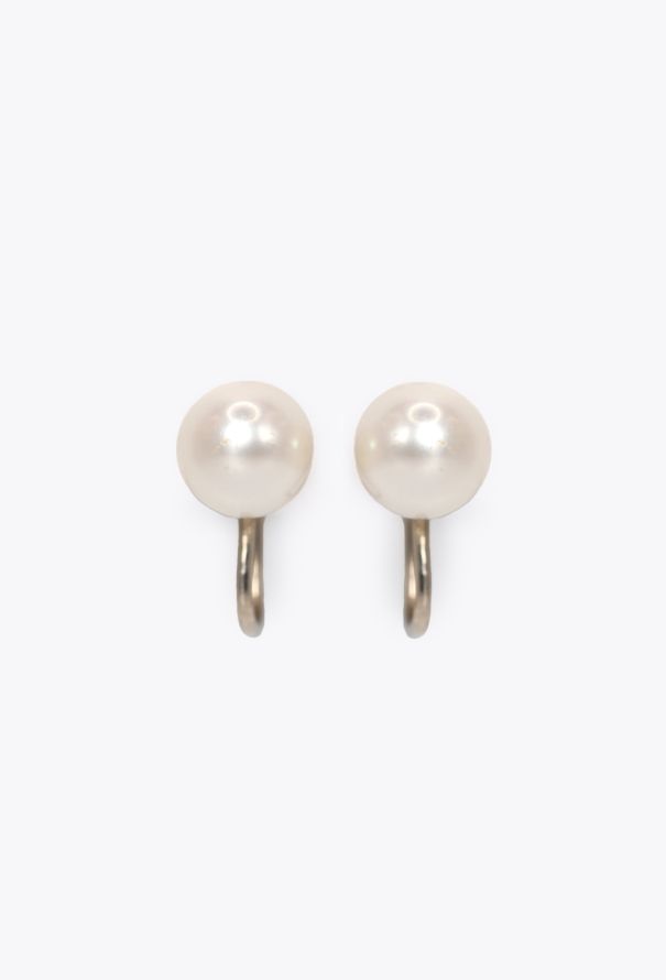 Vintage Fine Jewelry 18k White Gold & Cultured Pearl Earrings - 1